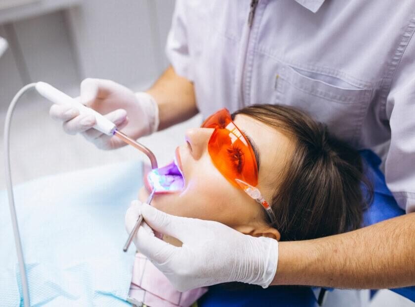 Woman patient at dentist